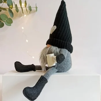 Knitted Coffee Gnome Plush Faceless Doll Hanging Leg Halloween Gnomes Ornament Farmhouse Festival Plush Doll Christmas Decors 3