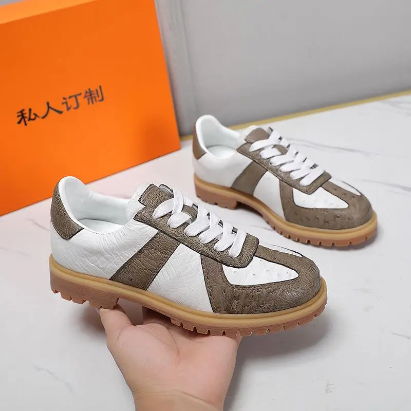 

spring and summer new men's casual shoes leather ostrich leather sports board shoes retro trend everything matching casual shoes