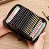 Multi Slot Card Holder Vintage Small Wallet Women Men Business Bank Credit Card Bag Male Coin Pouch Solid Leather Zipper Wallet 4
