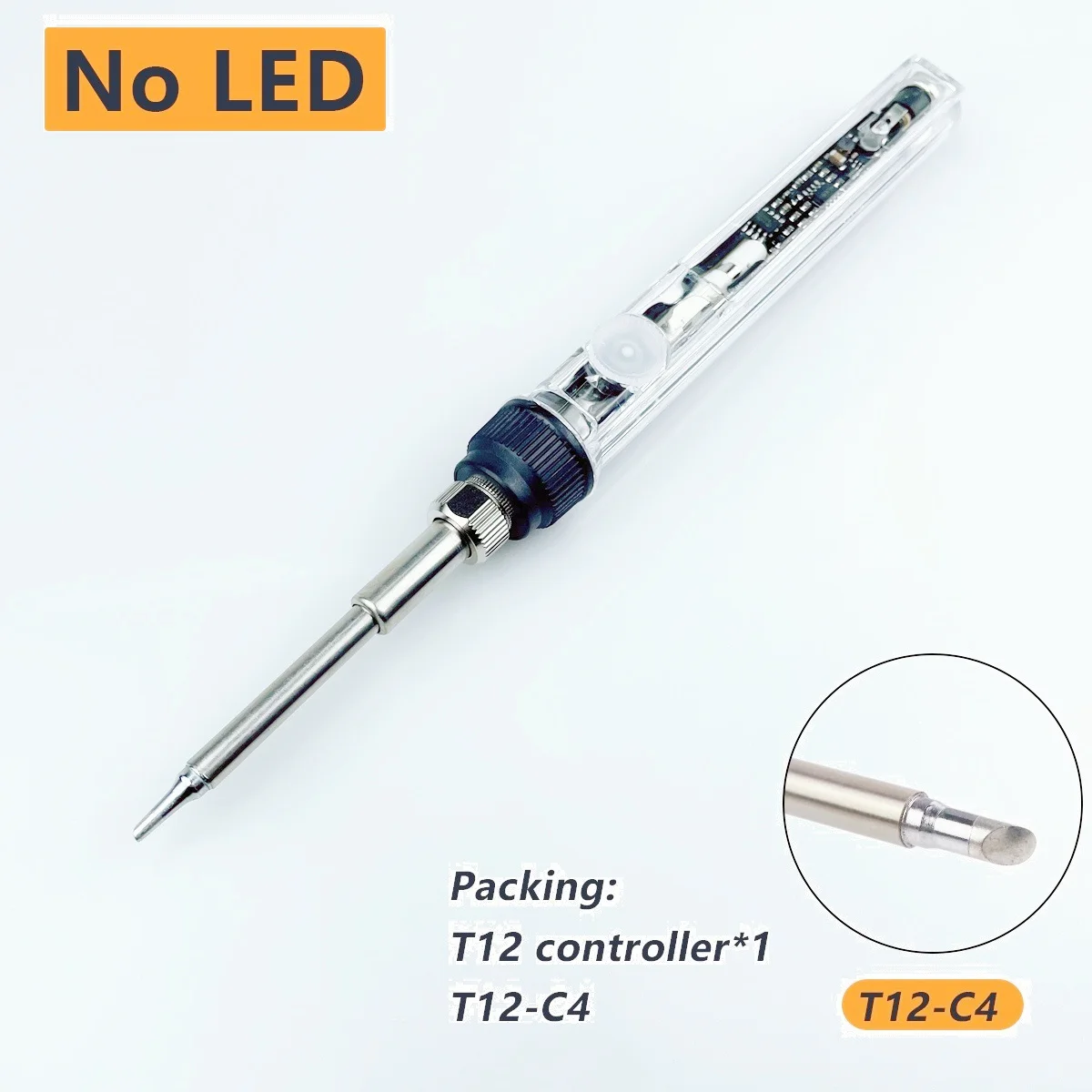 cheap stick welder DC24V 72W T12 Mini electric soldering iron adjustable temperature NO-digital display Transparent plastic shell handle hot air soldering