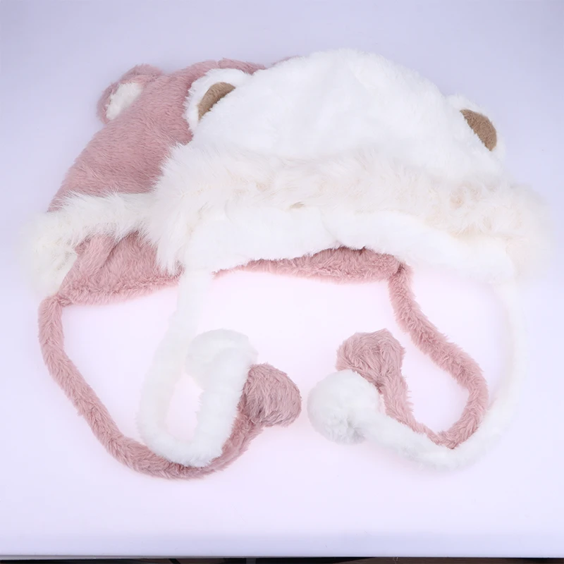 Lindo conjunto de gorro y bufanda con capucha de piel con orejas de oso
