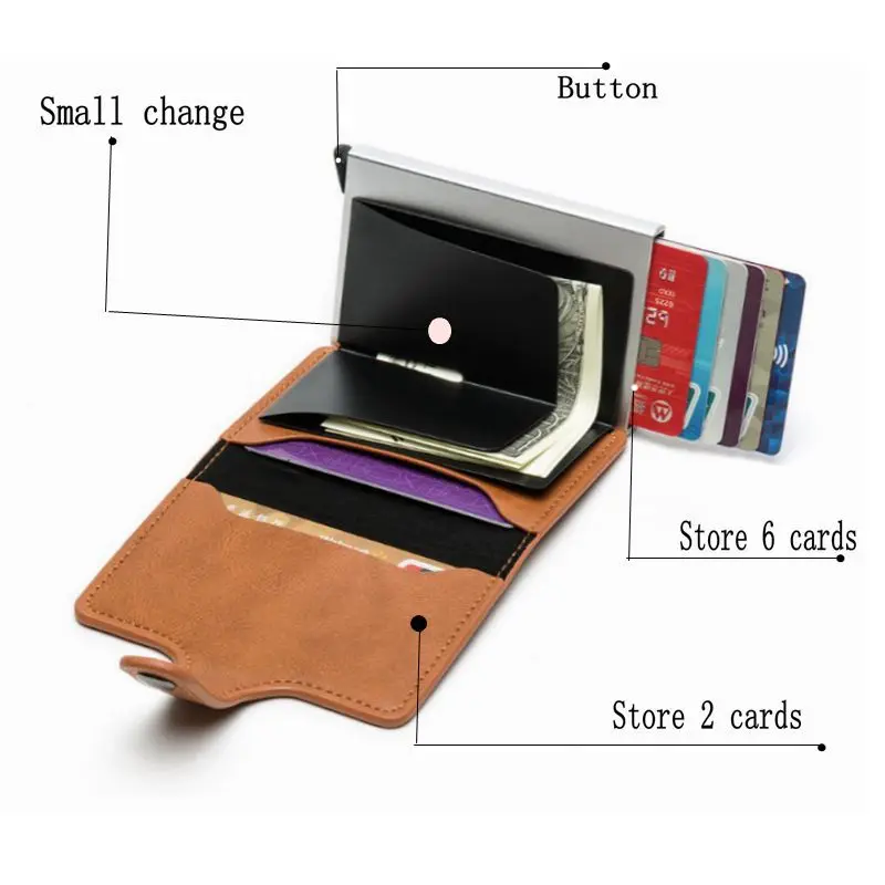 

2022 new automatic pop-up credit card box business card box metal aluminum alloy card holder bank card box metal clip