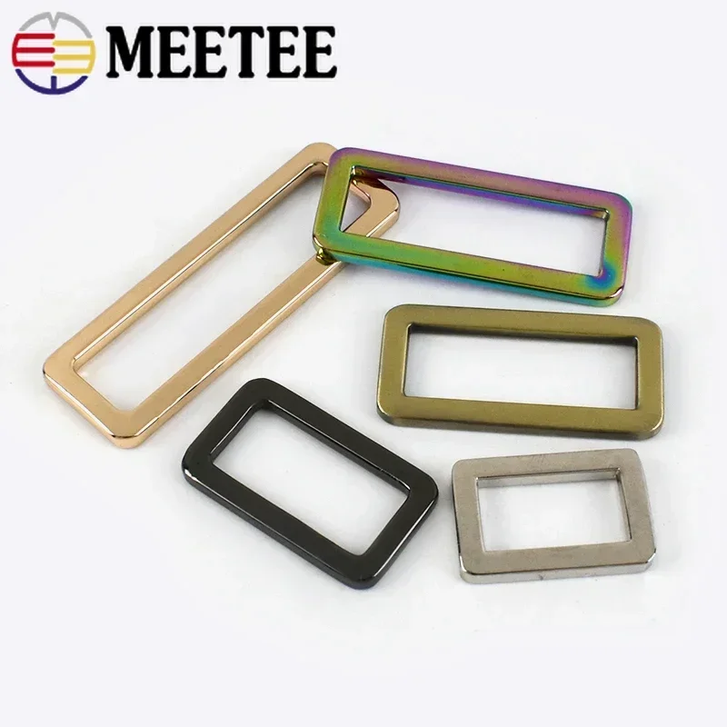 Meetee 5/10/20Pcs Metal Webbing Adjuster Buckles Square Bag Backpack Strap Buckle Dog Collar Clasps DIY Hardware Accessories