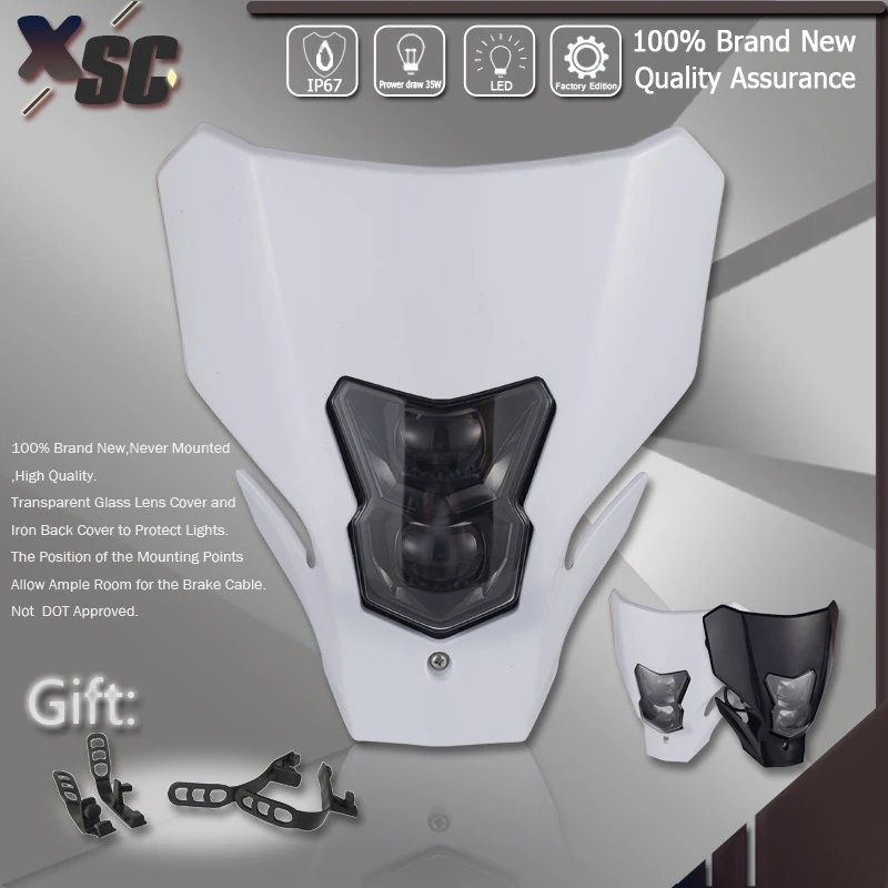 

Светодиодный головной фонарь для мотоцикла, фара для мотоцикла KTM YAMAHA Husqvarna, внедорожный велосипед, эндуро, супермото, обтекатель для мотокросса