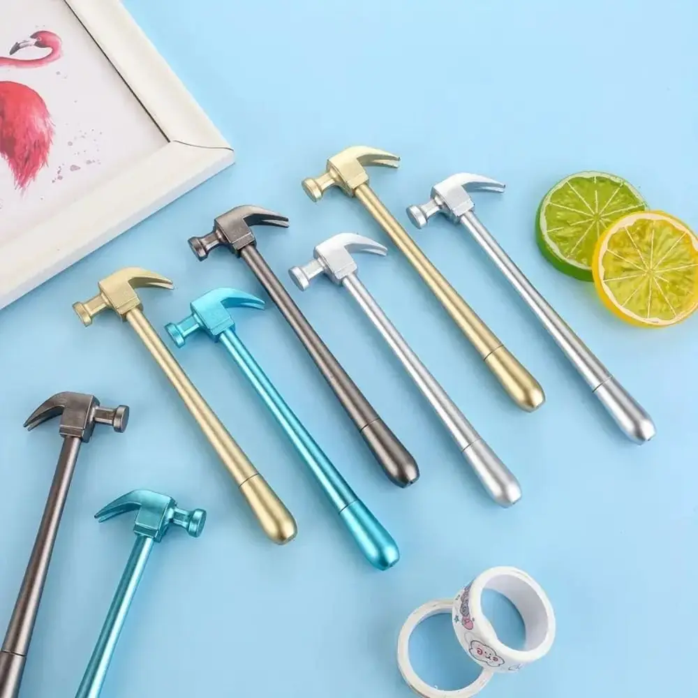 

Гладкие нейтральные гелевые ручки для письма, в форме мультяшного молотка, быстросохнущие, с подписью черные чернила для ручки School