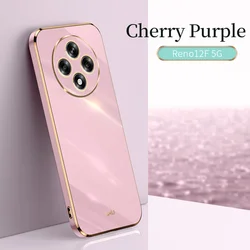 High-Quality Soft TPU Anti-Fingerprint Camera Protection Case Cover for Reno 12F 5G (Cherry Purple)