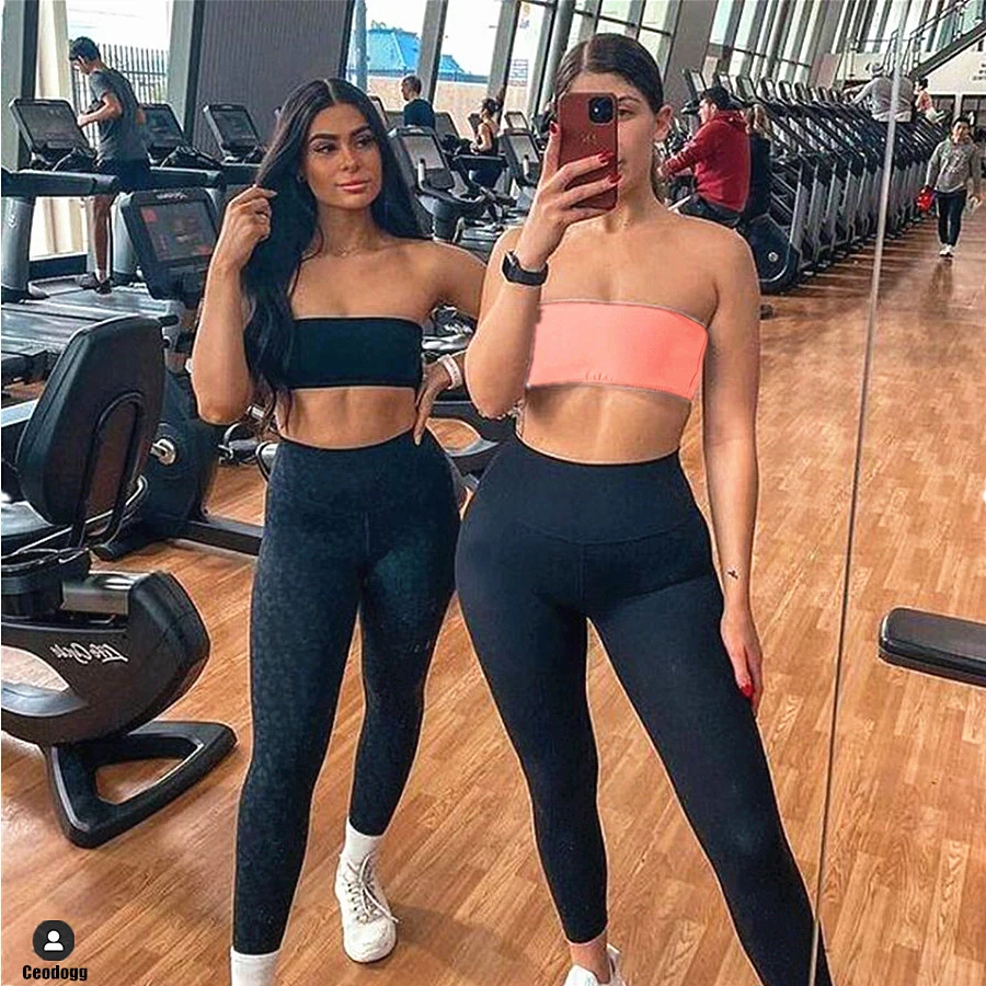 Pad Tube Tops Sports Bra Women Fitness Bra Strapless Bustier Bandeau Breathable Wrapped Chest Underwear Yoga sports bra,tube top
