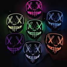  Halloween Neon Mask Led Mask Masque Masquerade Party Masks Light Glow In The Dark Funny Masks Cosplay Costume Supplies 