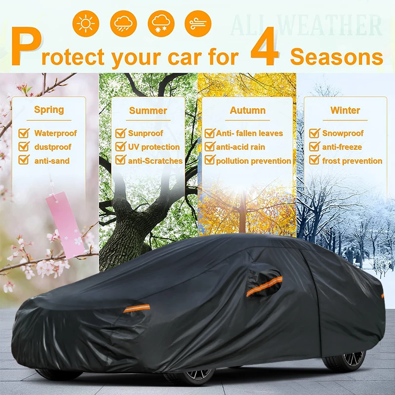 Kayme Heavy Duty Cotton Car Cover Waterproof All Weather, Full Exterior Cover Outdoor Snow Sun UV Protection For Honda Accord images - 6