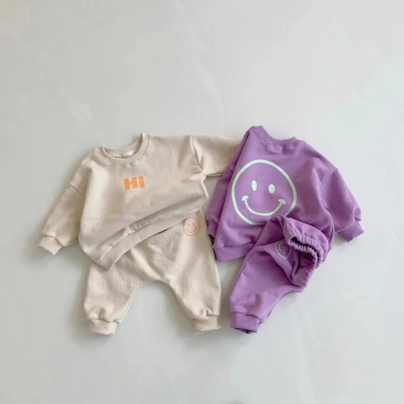 

New Korean Baby Kids Cotton Tracksuits Baby Girls Boys Clothing Sets Children Fashion Sweatshirt+Pants 2pcs Clothes Sets