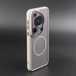 Premium Magnetic Matte Phone Case with Camera Lens Protector for Huawei Pura 70 Pro (Gray)