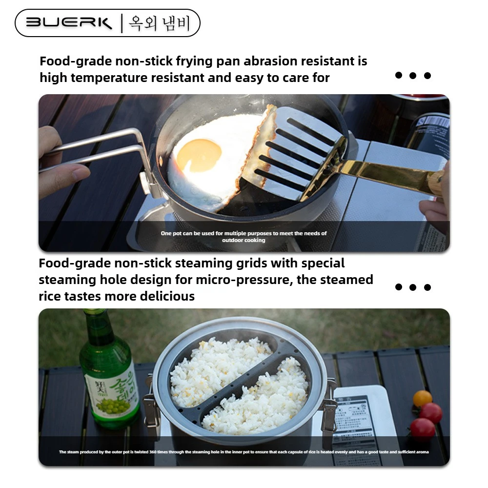 Outdoor Camping Multi Functional Steaming and Frying Pot Stewed Rice Cooking Tool 304 Stainless Steel Micro Pressure Cooker kitchen utensils camping cookware camping cookware set