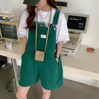 2023 Summer Green Overalls Shorts for Women Girl Suspender Jumpsuit Cargo Pants Vacation Outfits Harajuku Kawaii Cute Clothing - Image 3