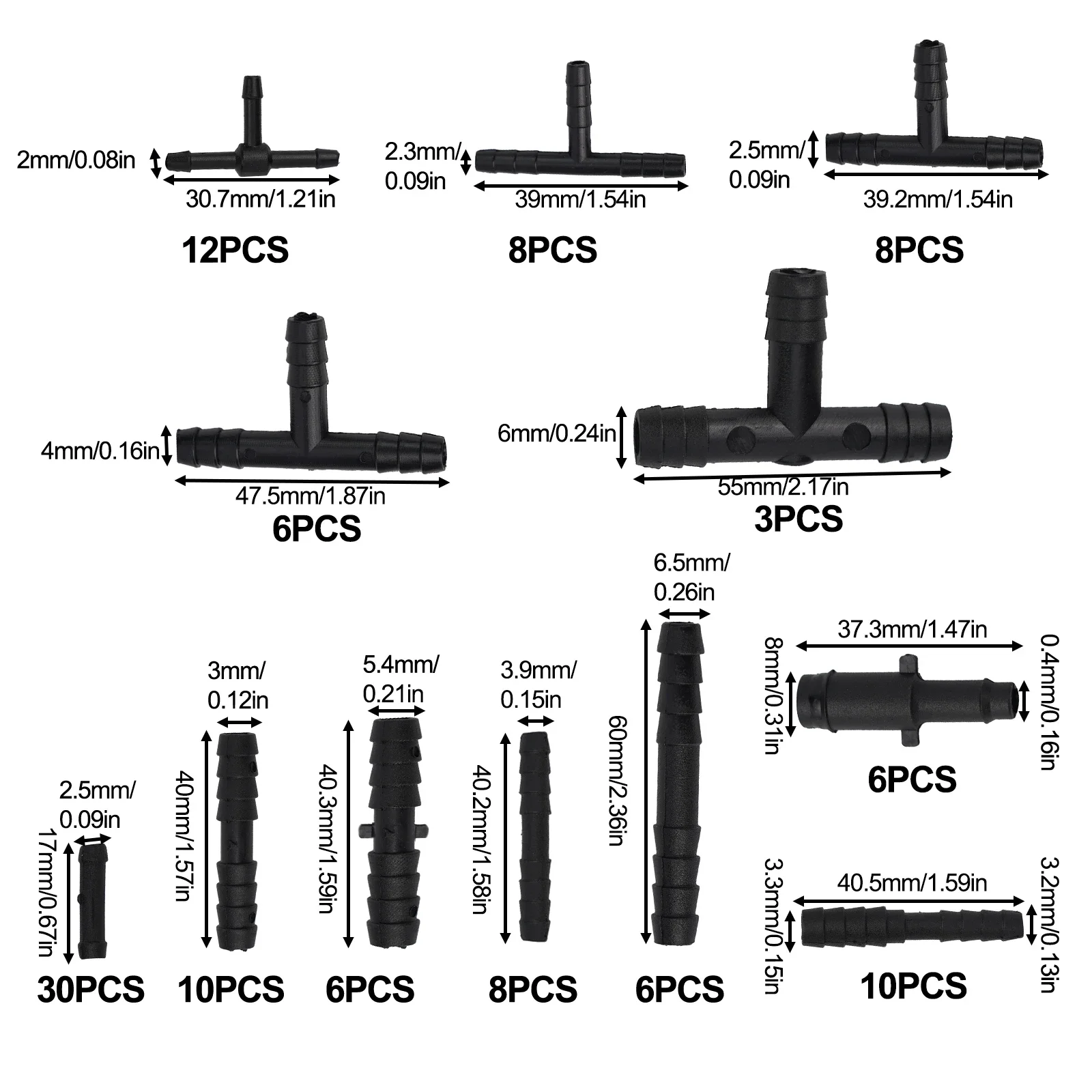 Automotive Vacuum Connector Kit 113PCS Vacuum Connector Assortment Automotive Vacuum Tubing Connector Tee Kit Water Spray Pipe Joints Car Wiper Connection Pipe automotive vacuum connector kit