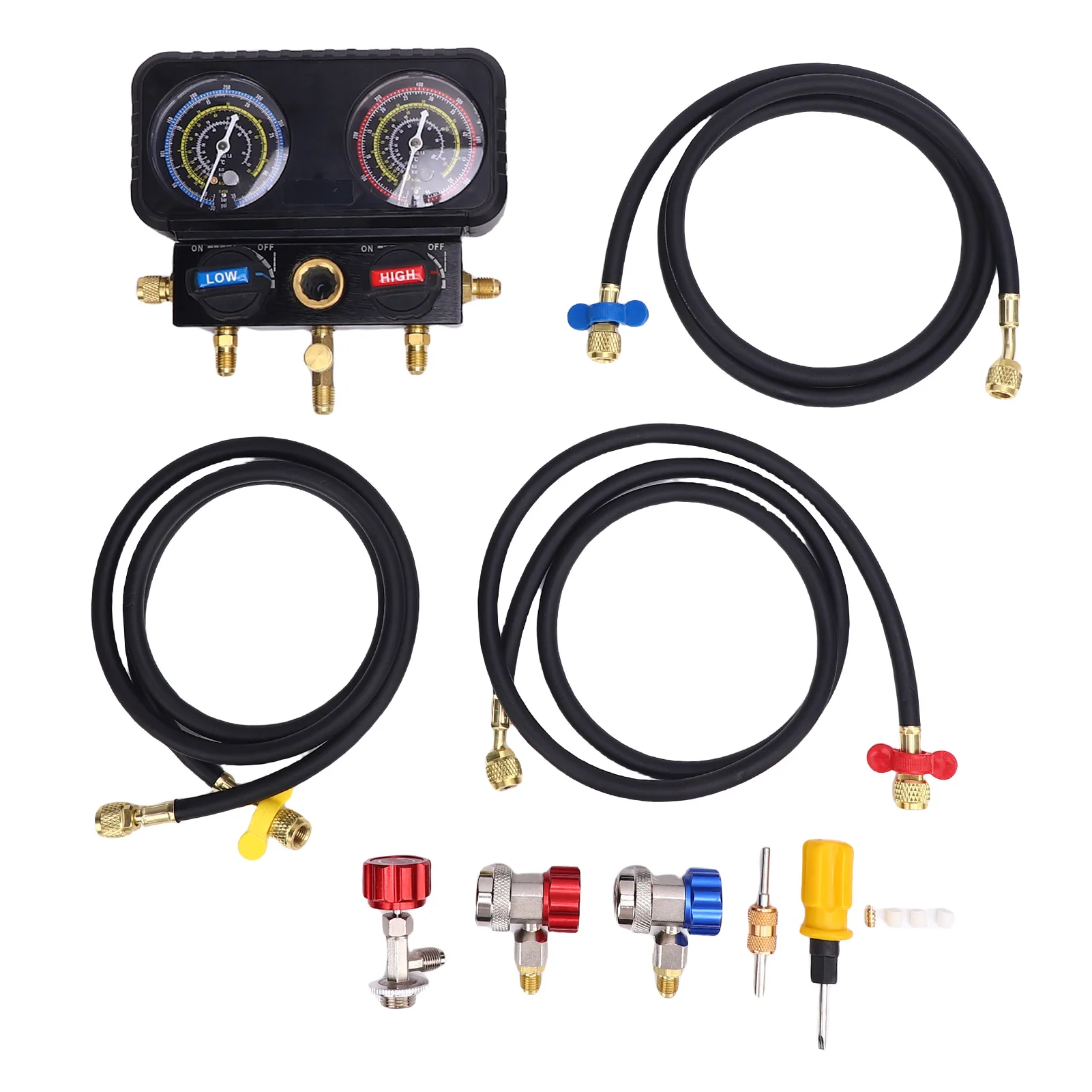 AC Gauge Set with Hoses Enhanced Safety Automotive Manifold Gauge Set Replacement for R410A R32 R134A R22 Refrigerants