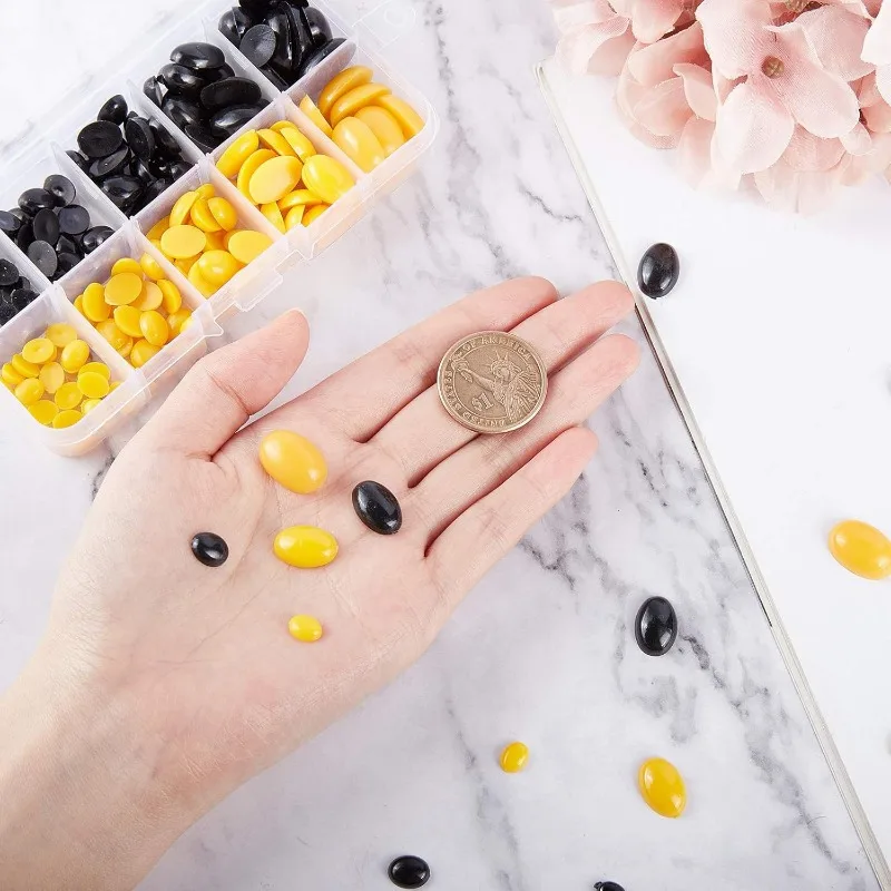 180pcs 5 Sizes Nose Cabochons 2 Colors Plastic Oval Nose Eyes 8~18mm Flatback Animal Craft for Amigurumi Bear Teddy