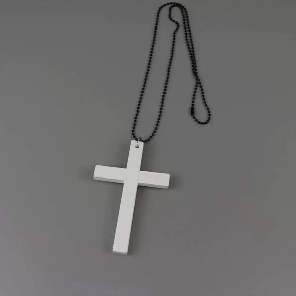 Black Wooden Cross Pendant Necklace for Women