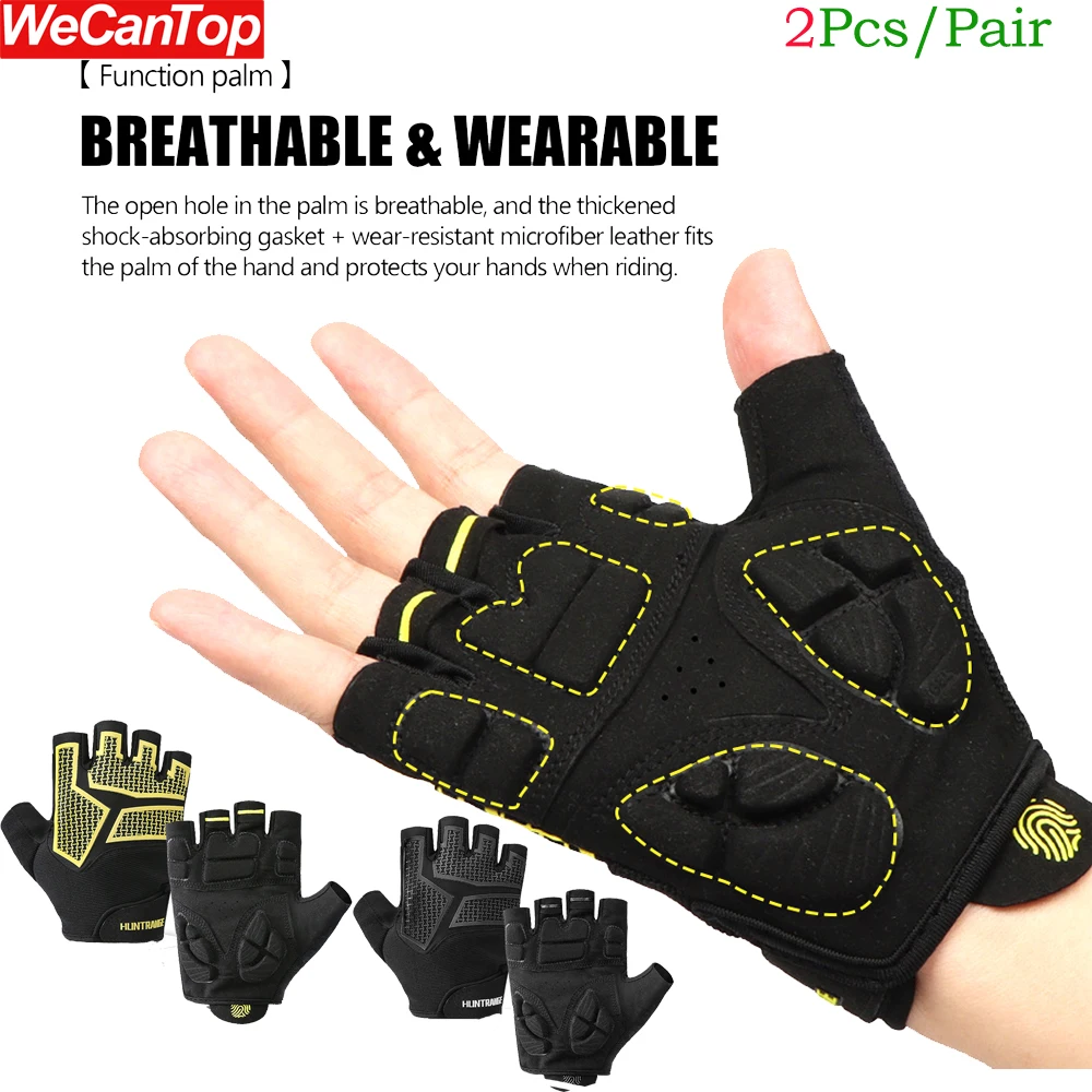 

1Pair Cycling Bikes Gloves Padded Half Finger Bicycle Gloves Shock-Absorbing Anti-Slip Breathable MTB Road Gloves for Men Women