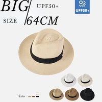 Big Head Panaman Straw Hat with Foldable Straw Woven Hat Plus Size 61-64cm Men Jazz Top Hat Sun Protection Sun Shading Hat 1