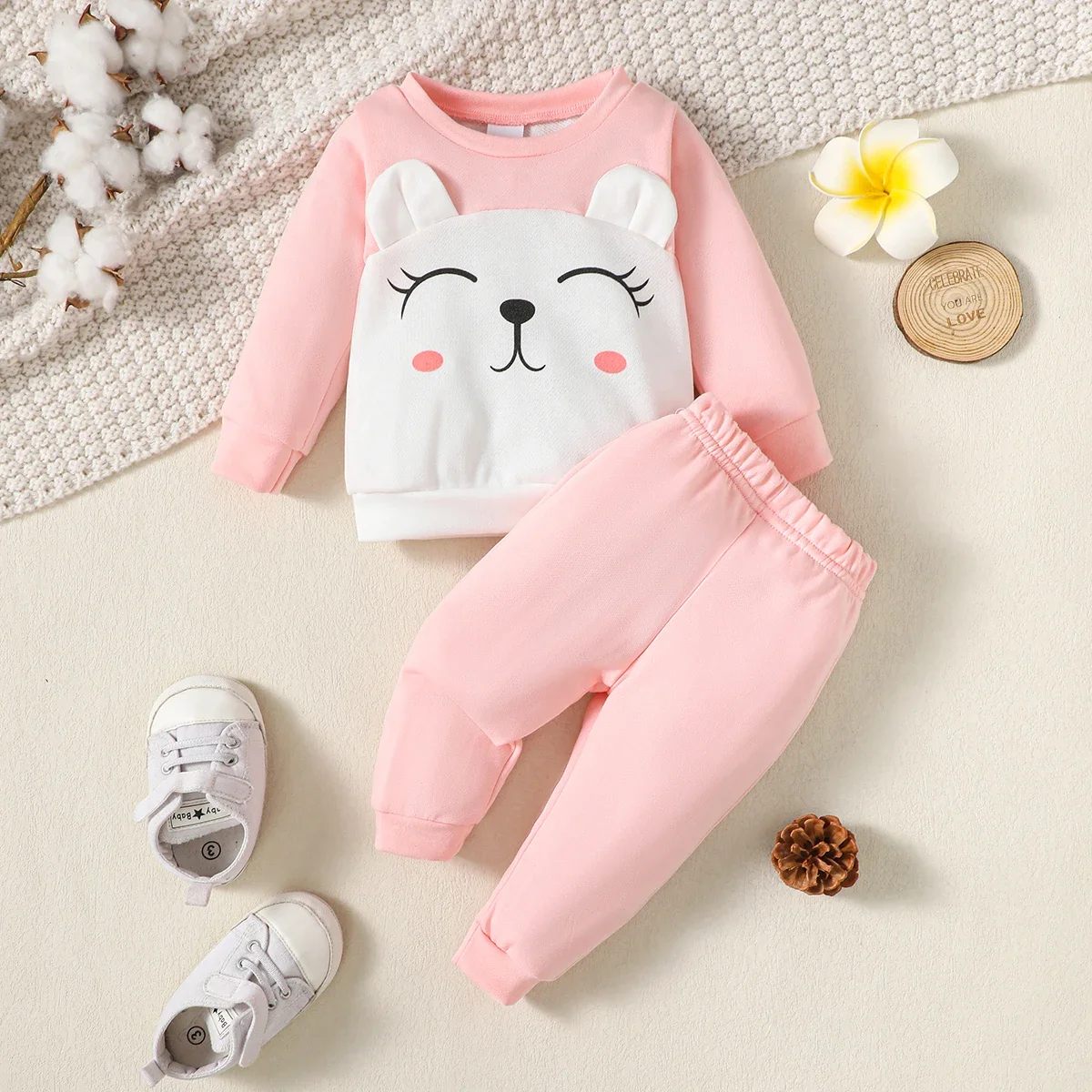 

Winter Fall Casual New Baby Girls Outfits Clothes Fashion Animal Print Long Sleeve Sweatshirt Tops Elastic Pants Toddler Outfits