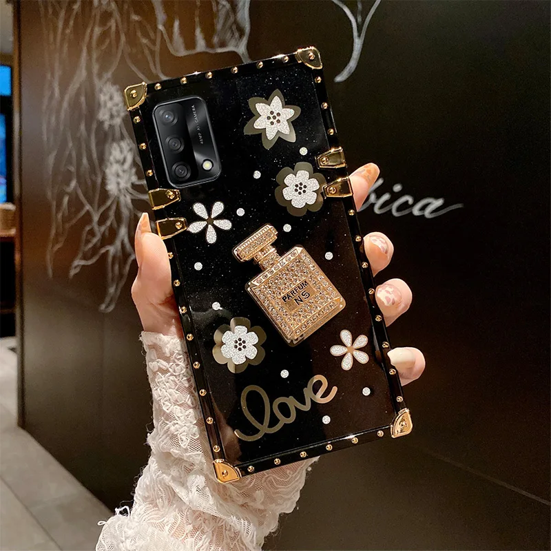 Husa pentru sticla de parfum cu diamante pentru OPPO A16 A15 A54 A53S A74 A94 A52 A53 A5 A9 2020 Realme GT Master C11 C15 C21 Square Pho_voghion.com