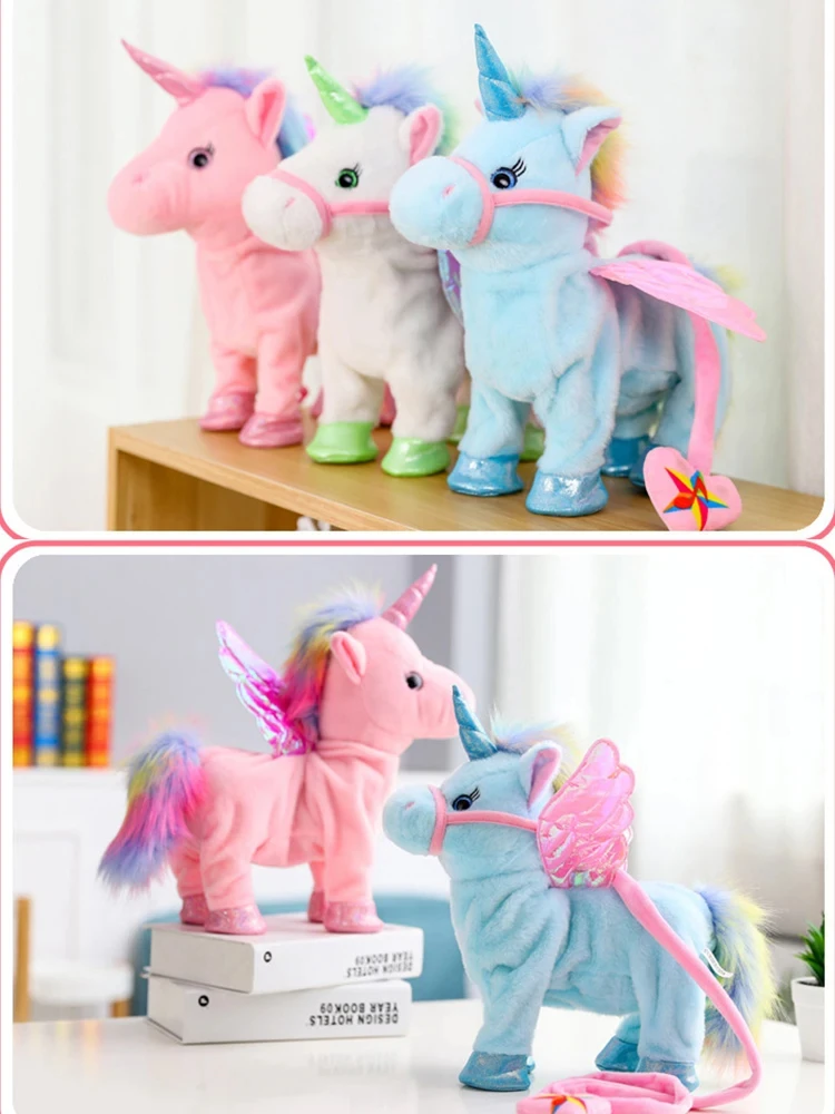 Unicorn Horse Plush Robot with Music 35cm Toys For Girls Kids Walk Talking Electric Children's Gifts