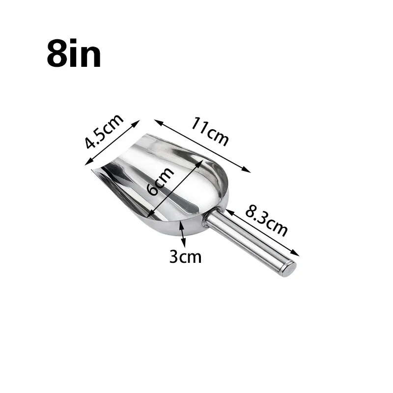 Stainless-Steel Ice Cube Scoop Bar Buffet Kitchen Spice Candy Flour Nut Scoop Spoon Dry Goods Shovel Party Kitchen Accessories