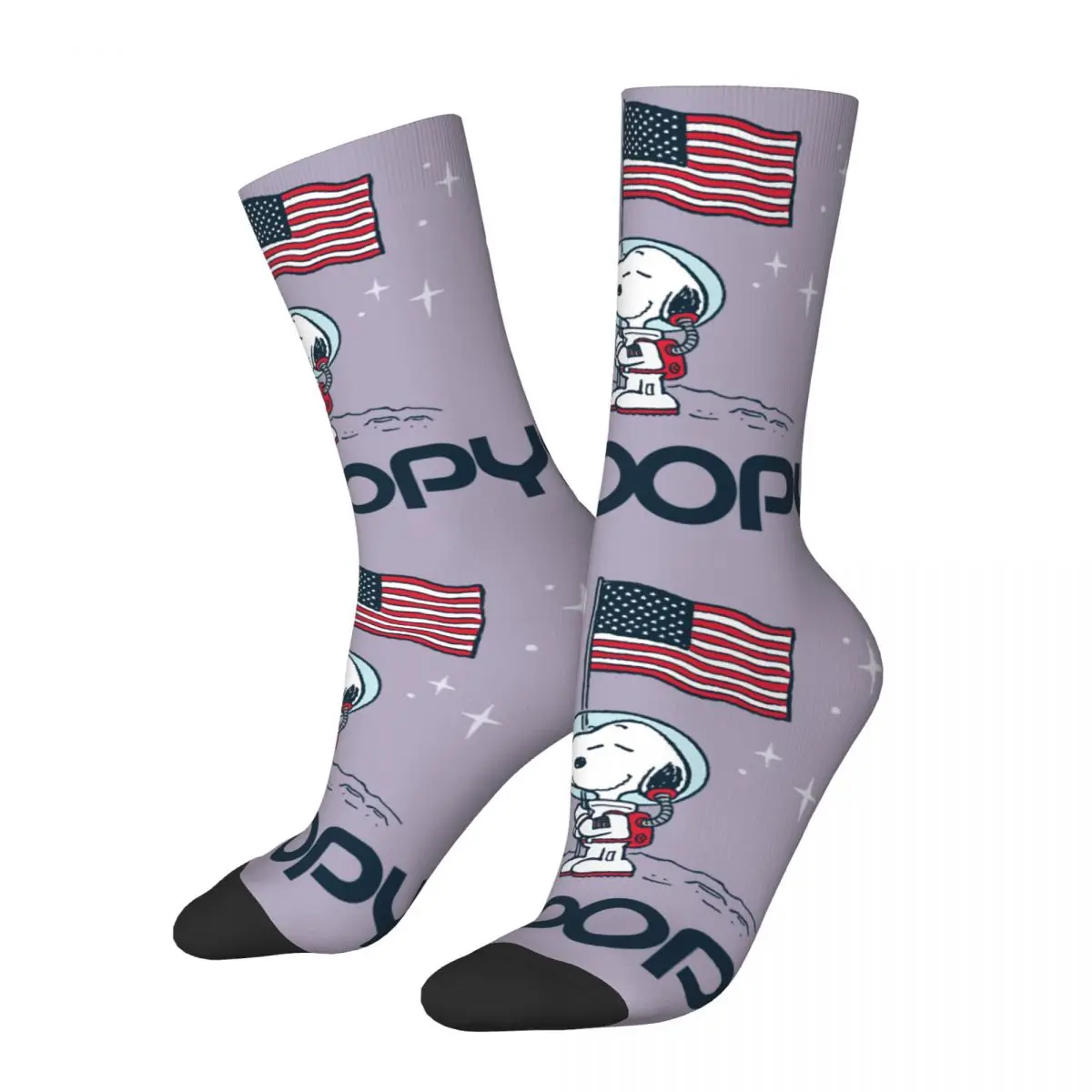 Snoopy Astronaut Cartoon Socks For Men Women Soft Funny Happy Peanuts Comic Socks Harajuku Accessori Calzini A Tubo Centrale