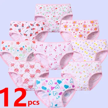 3/6/12 pezzi set di mutandine di cotone ragazze bambini slip corti biancheria intima per bambini bambino cartone animato pantaloncini mutande mutandine di pizzo carino nuovo 1