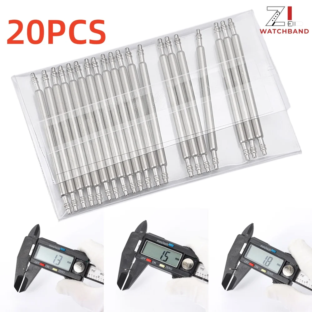 Versatile Stainless Steel Watch Strap Spring Bars - 20pcs Assorted Sizes