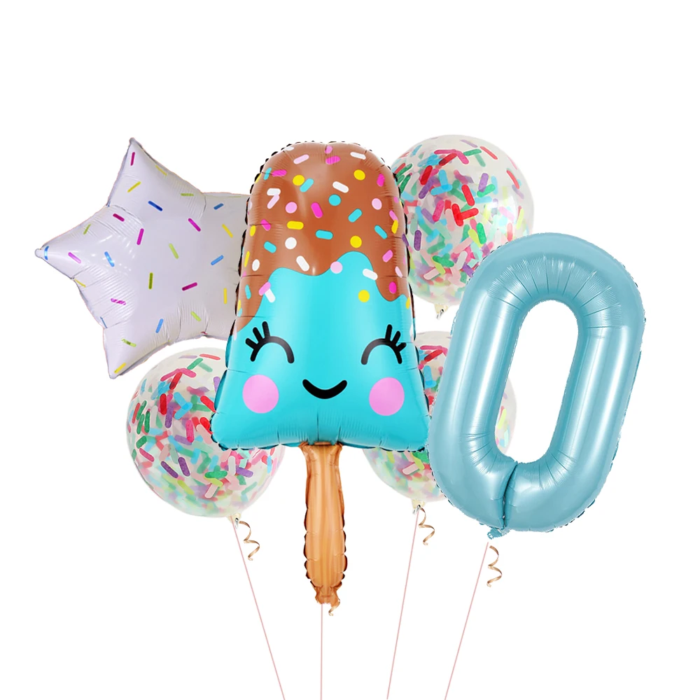 thumbnail image 1 of 1/6 piezas de globos de helado de caramelo de 40 pulgadas, globos de confeti con números del 0 al 9, decoración para fiesta de cumpleaños de niña de verano, juguetes para niños, baby shower, 1 of 5