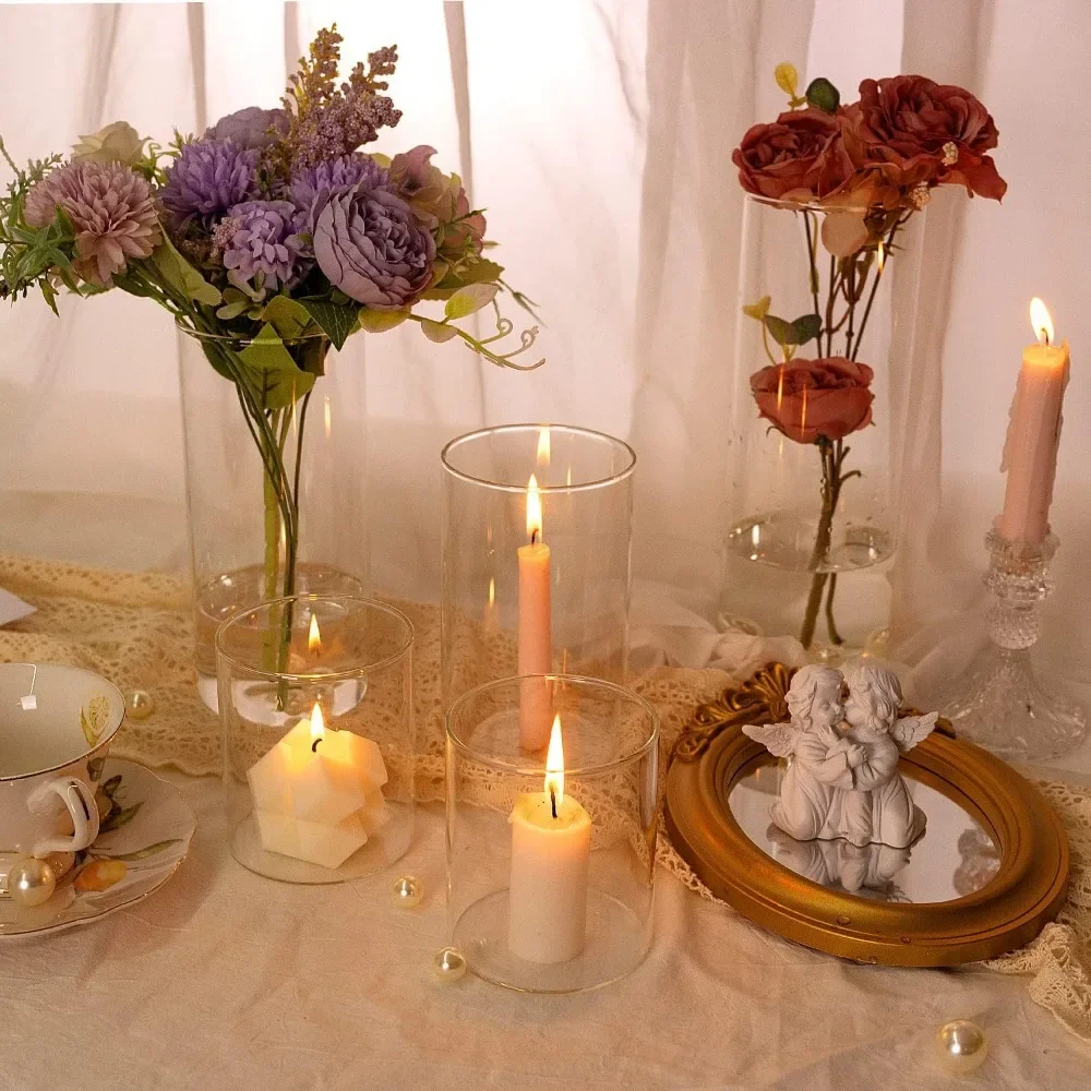 

20pcs Cylinder Vases for Centerpieces - Glass Vases for Flowers with 4 Different Sizes, Modern Floating Candle Vases