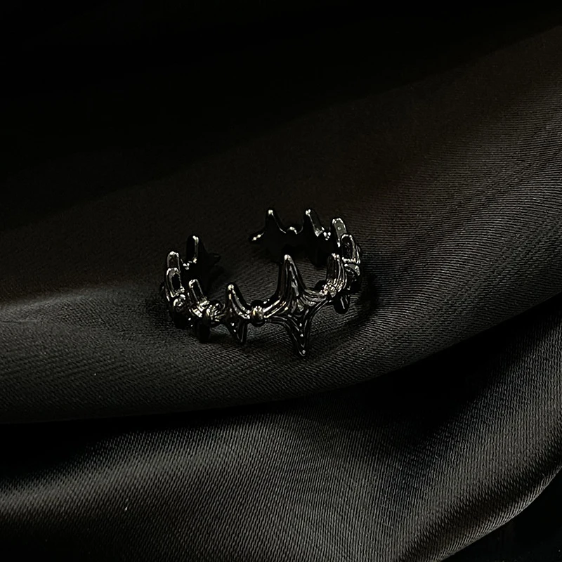 Fashion Irregular Cross Star Open Ring For Women Men Punk Gothic Sliver Color Adjustable Couple Rings Y2K Egirl Jewelry Gift