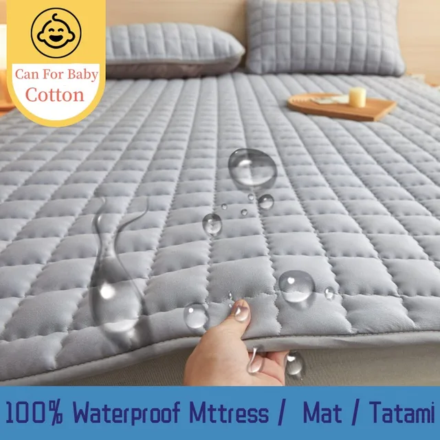 Ultrathin Foldable Cotton Bed Mat 100% Waterproof Mattresses for Single, Double, and Multi Sizes (Queen and King)