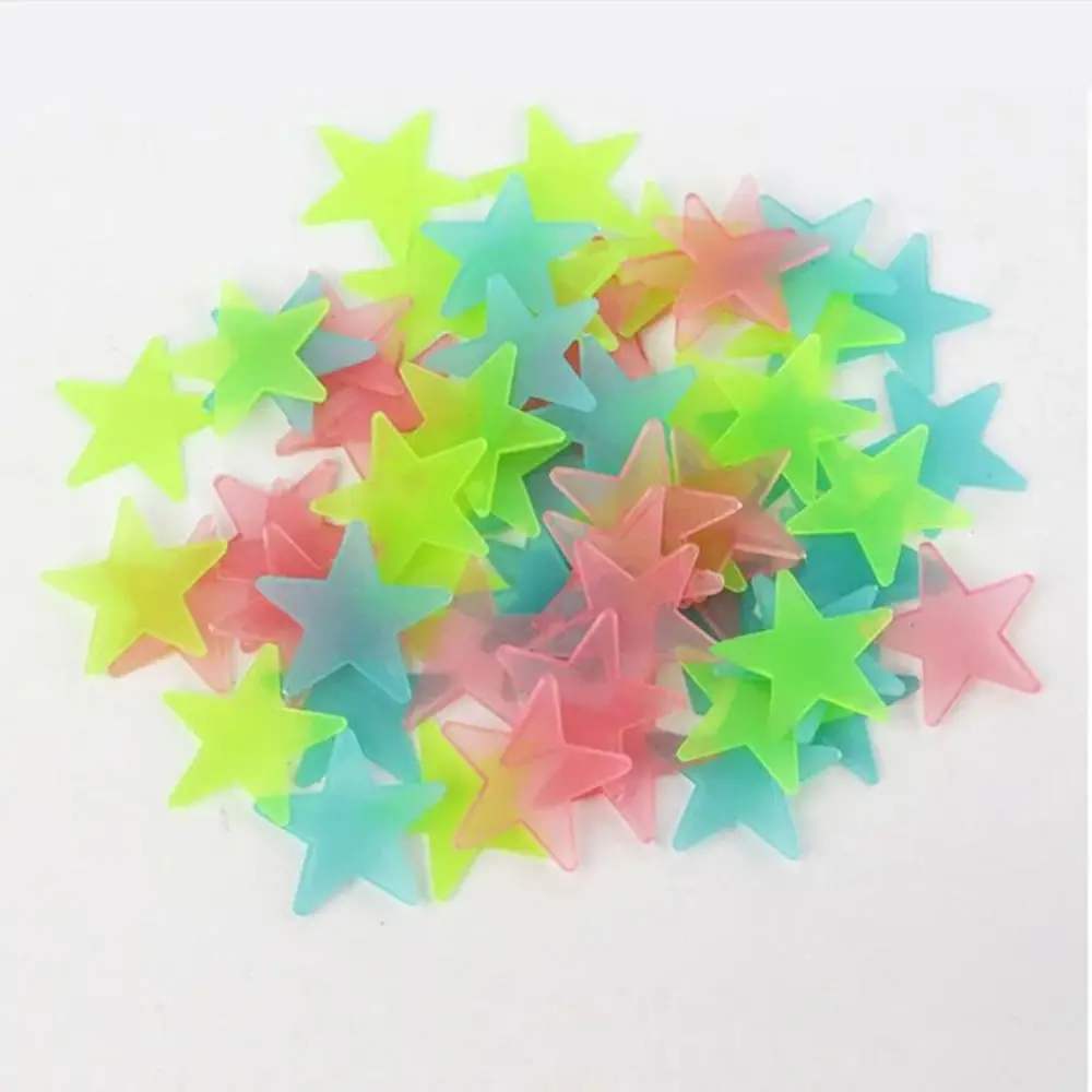Description Picture 4 of item100Pcs/Set Colorful Star Luminous Wall Stickers DIY Glow In The Dark 3D Luminous Decal Nursery Ornament