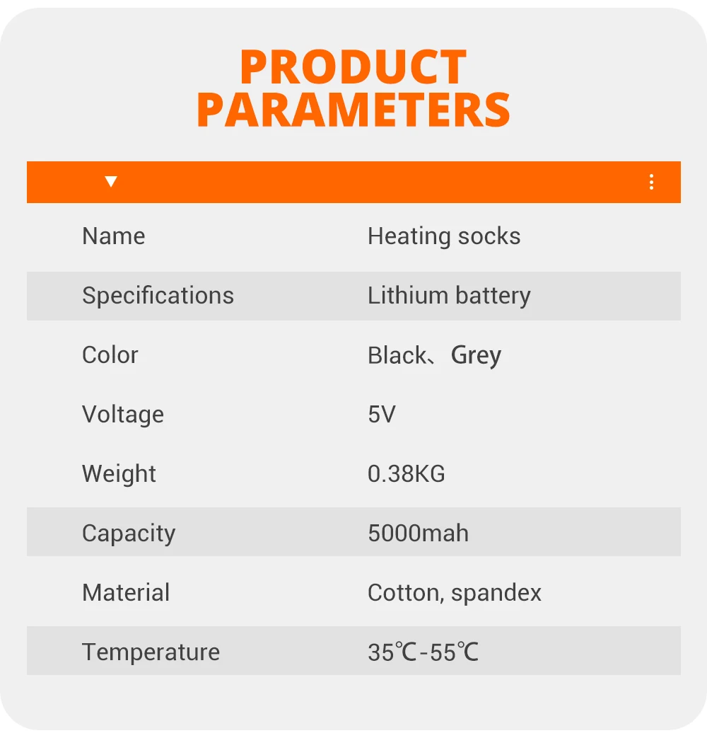 Electric sock provides toe warmth and foot warmth with built-in heaters.