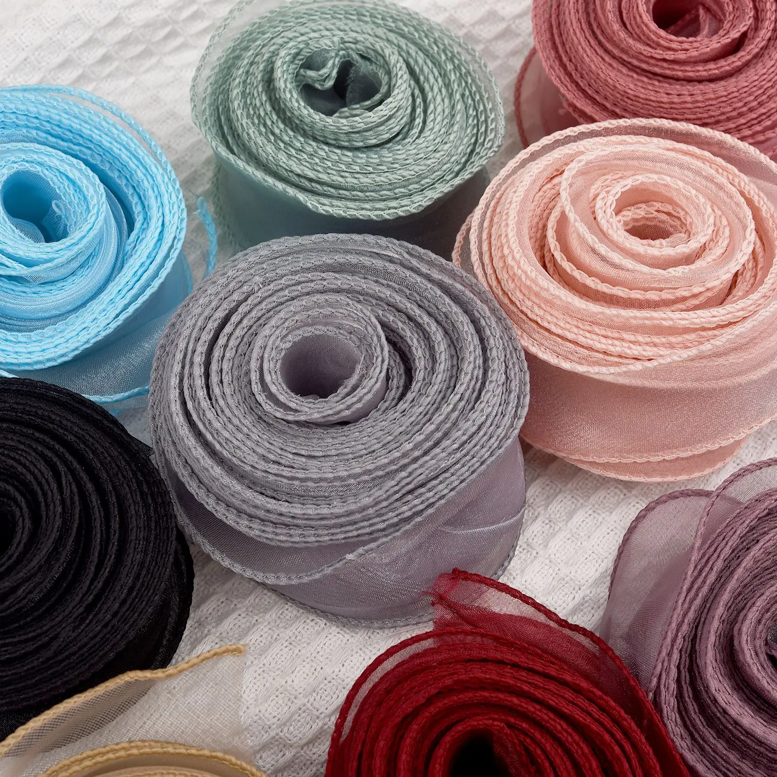 Ruban Organza Ruban Mousseline Feuilles Branches Vert 40mm 15m