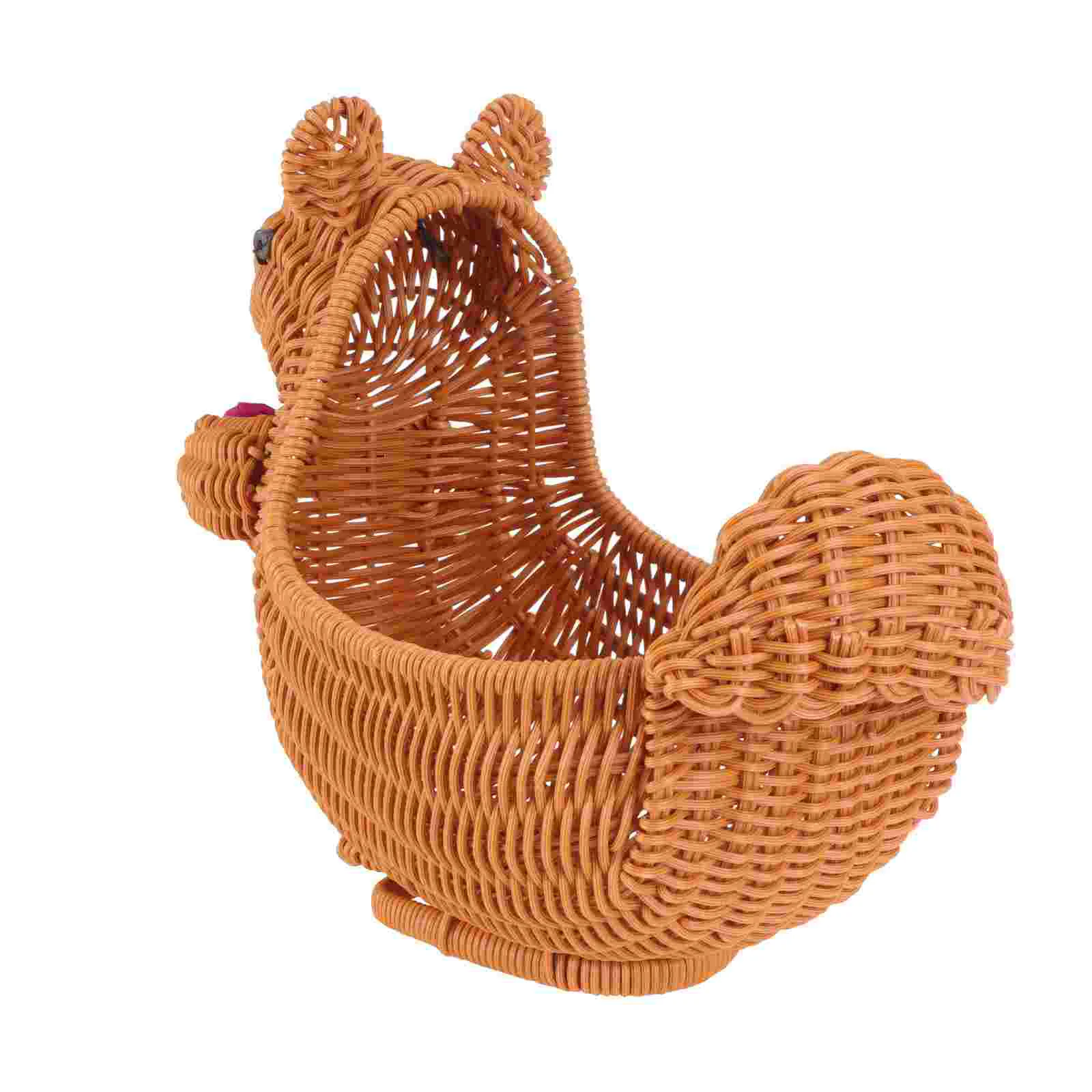 

Storage Basket Desktop Decoration Rattan Woven Creative Squirrel shape Handmade Cute Shape Fruit Bowls Tray Home Decoration