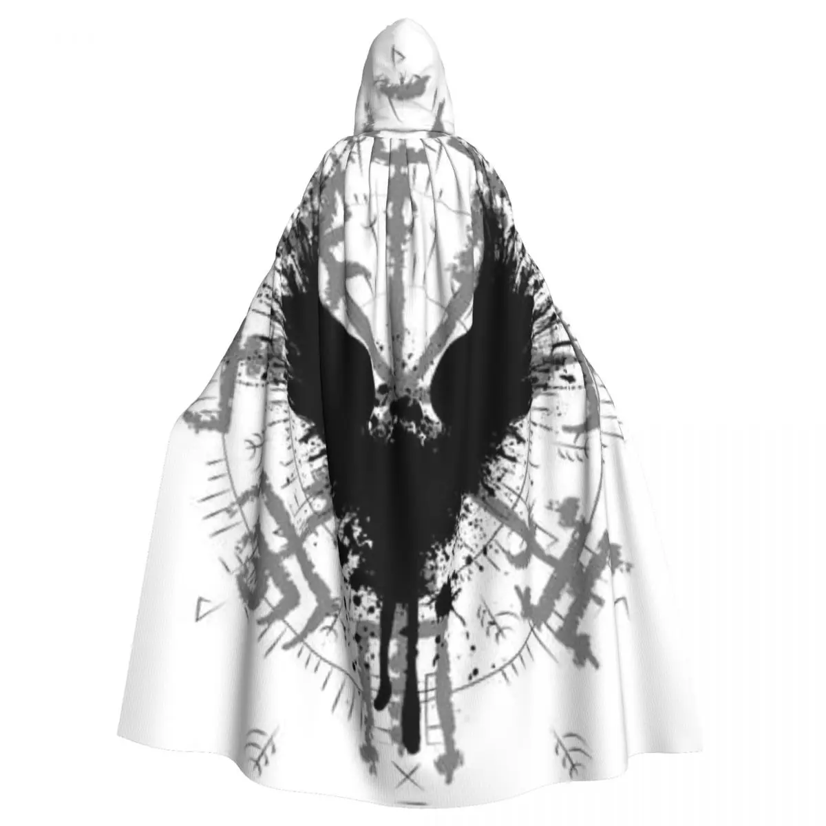 

Adult Halloween Grunge Raven Silhouette Cloak Cape Hooded Medieval Costume Full Length Dress Coat