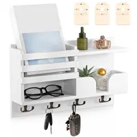 Wood Mail and Key Organizer Multifunctional Mail and Key Rack Practical Mail and Key Shelf Wall Mounted Mail and Key Holder 1