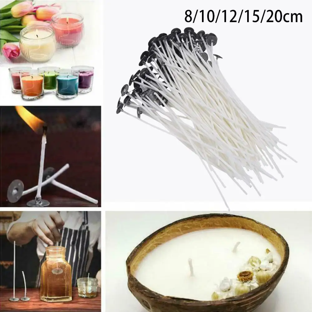 100pcs Waxed Cotton Candle Wicks Set With Stand Smokeless Candle Wicks For Soy Oil Wax Core Woven Making Candles Supplies A9I5