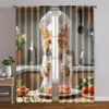 2pcs, Curtains Digital Printed Cat Chef Theme Durable Polyester (without rod) Decorations Outdoor Ldeal for Bedroom, Living 1