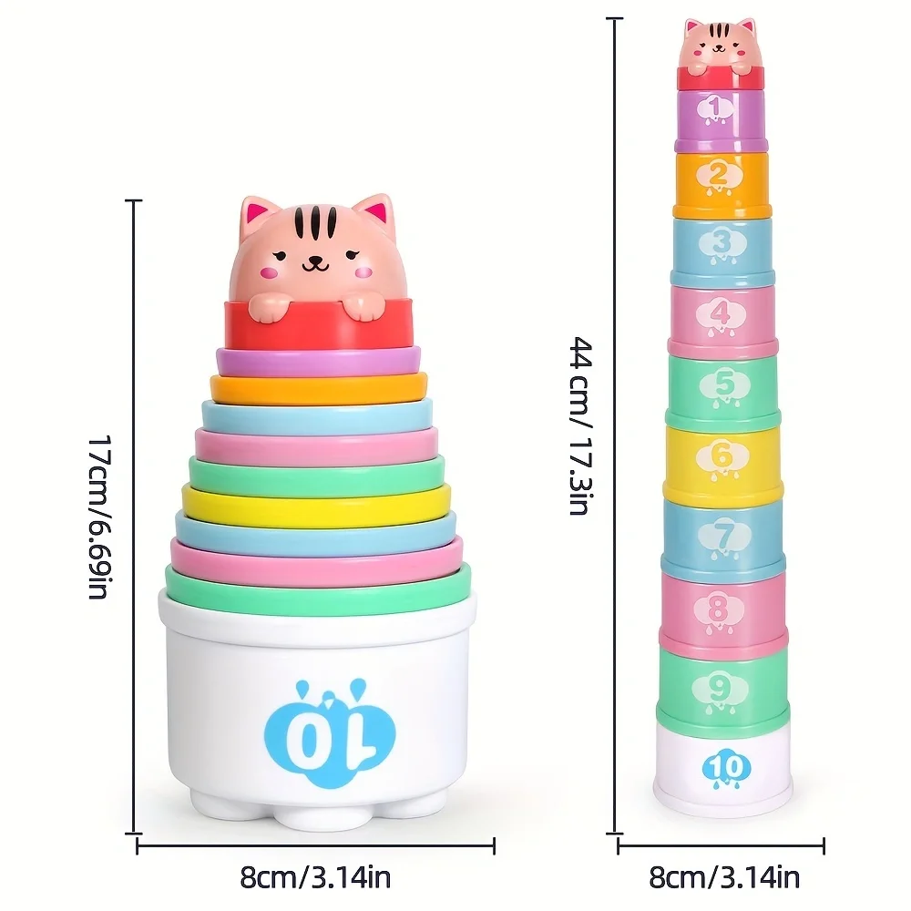 Stacking Puzzle Toys Cup Stacking Toys Stacking Toys 11PCS/set Kids Stack Cups Toys Early Educational Figures Letters Stack Cup Tower Baby Intelligence Training For Kids Gifts