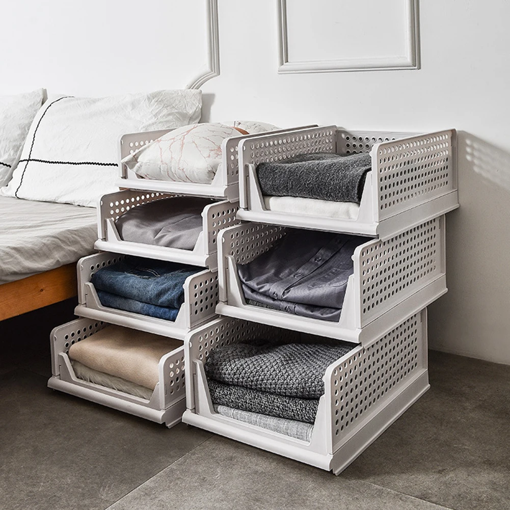 【Lifeideas】Foldable Stackable Drawer Storage Basket Organizing Boxes Partition Bedroom Office Organizers Closet Clothes