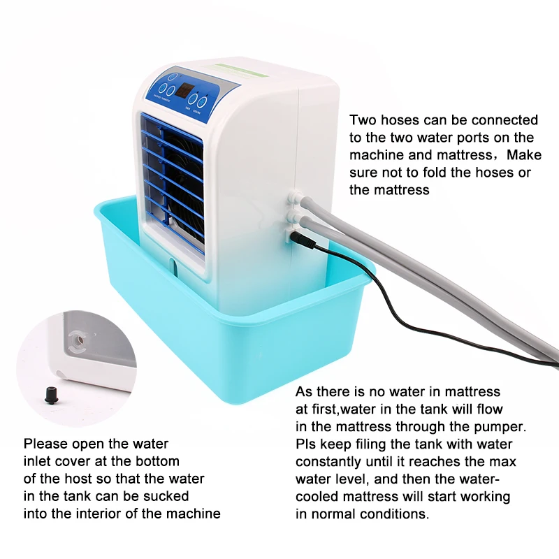 Water Circulation Bed Ice Sleeping Pad Water-cooled Refrigeration Mattress Cooling Fan Conditioner Air Conditioning Cooler EU US 6