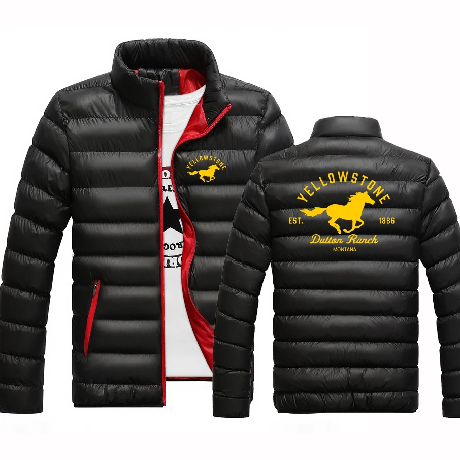 

Movie Yellowstone Dutton Ranch Men's New Winter Stand-Up Collar Cotton Jacket Harajuku Parker Zipper Hoodies Padded Warmer Coat