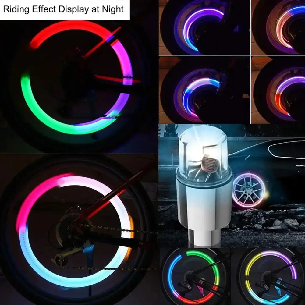 2PCS Colorful LED Wheel Light Valve Caps