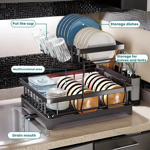 Large 2-Tier Dish Rack 4