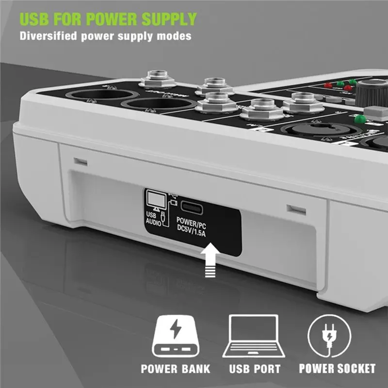 AT82-Professional 4채널 오디오 믹서 콘솔, 무선 마이크, 블루투스, USB 인터페이스 탑재, DJ, 가라오케, PC에 이상적