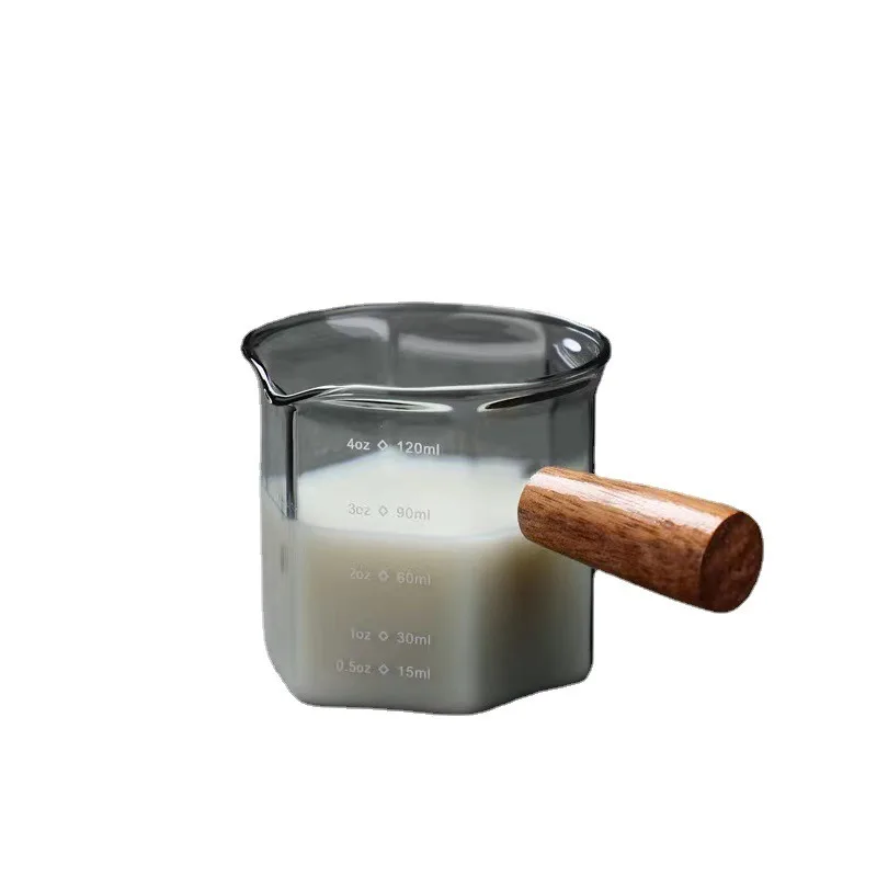 

Pour Spout Heat Resistant Glass Measuring Cup Coffee Cup High Borosilicate Glass 120ml Espresso Transfer Cup Milk Cup